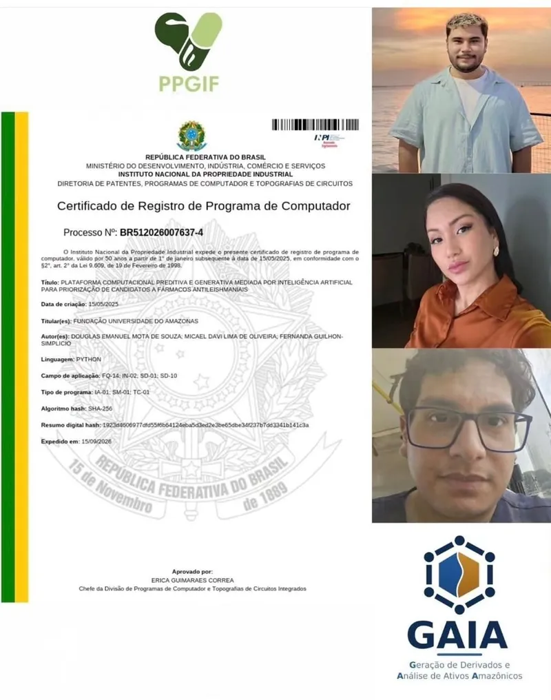 Foto de divulgação: Ufam registra plataforma de IA para apoiar descoberta de fármacos contra leishmaniose